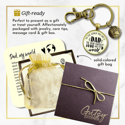 Father Keychain To The World You Are A Dad Family Gift From Son Daughter Mens Charm Key Ring - Gutsy Goodness