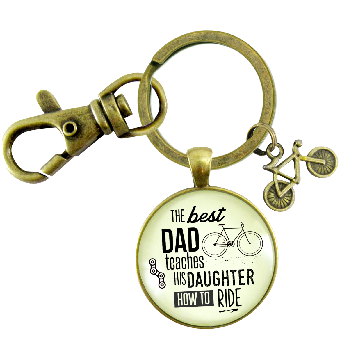 The Best Dad Teaches His Daughter How to Ride Cyclist Keychain Father From Daughter - Gutsy Goodness Handmade Jewelry;The Best Dad Teaches His Daughter How To Ride Cyclist Keychain Father From Daughter - Gutsy Goodness Handmade Jewelry Gifts