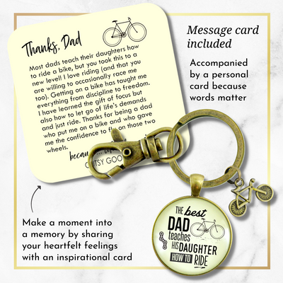 The Best Dad Teaches His Daughter How to Ride Cyclist Keychain Father From Daughter - Gutsy Goodness Handmade Jewelry;The Best Dad Teaches His Daughter How To Ride Cyclist Keychain Father From Daughter - Gutsy Goodness Handmade Jewelry Gifts