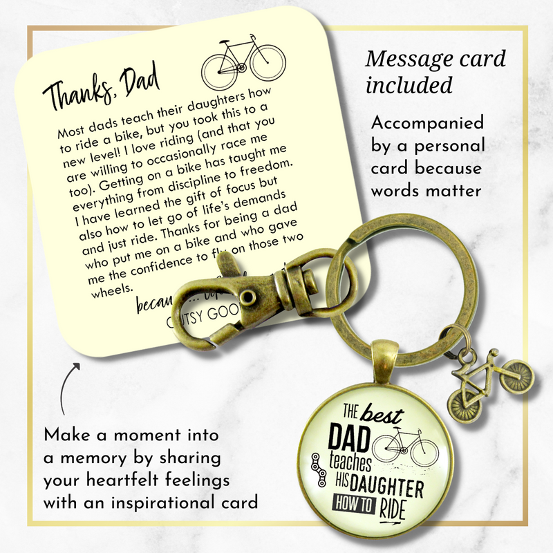 The Best Dad Teaches His Daughter How to Ride Cyclist Keychain Father From Daughter - Gutsy Goodness Handmade Jewelry;The Best Dad Teaches His Daughter How To Ride Cyclist Keychain Father From Daughter - Gutsy Goodness Handmade Jewelry Gifts