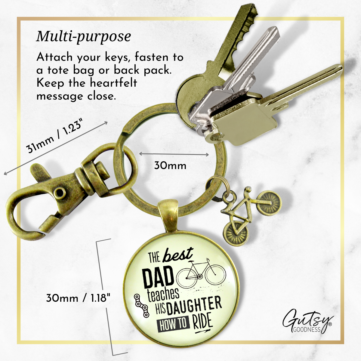 The Best Dad Teaches His Daughter How to Ride Cyclist Keychain Father From Daughter - Gutsy Goodness Handmade Jewelry;The Best Dad Teaches His Daughter How To Ride Cyclist Keychain Father From Daughter - Gutsy Goodness Handmade Jewelry Gifts