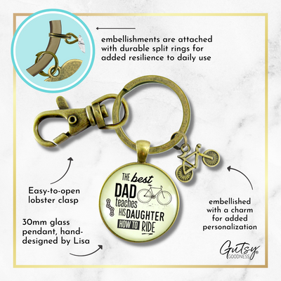 The Best Dad Teaches His Daughter How to Ride Cyclist Keychain Father From Daughter - Gutsy Goodness Handmade Jewelry;The Best Dad Teaches His Daughter How To Ride Cyclist Keychain Father From Daughter - Gutsy Goodness Handmade Jewelry Gifts
