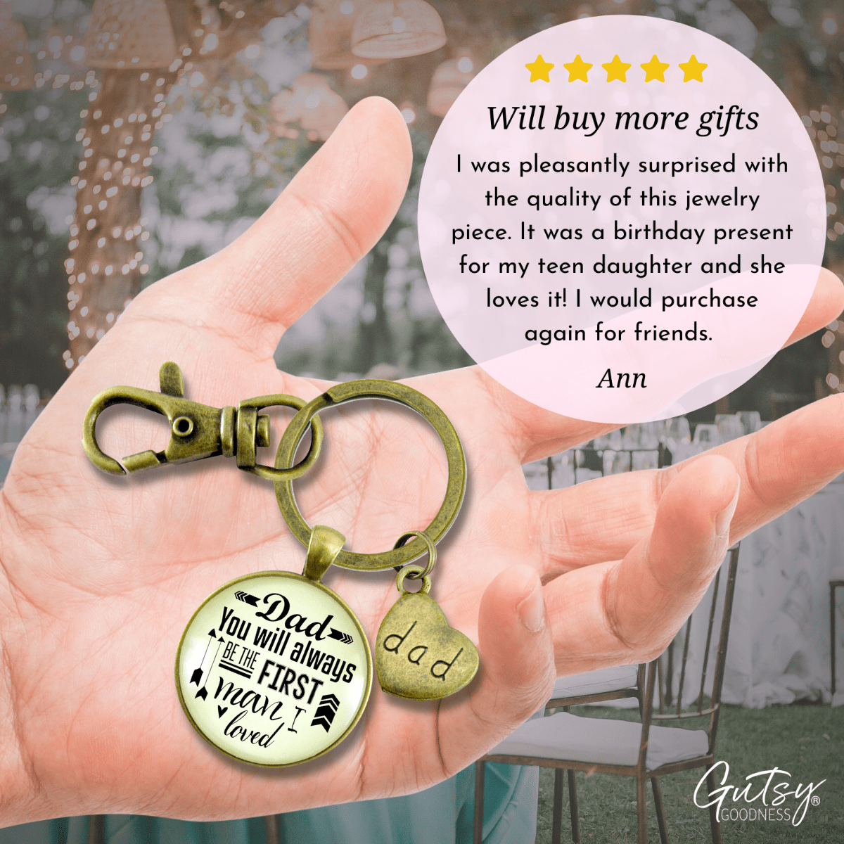 Dad Keychain Sentimental You Will Always Be The First Man I Loved Father Gift - Gutsy Goodness