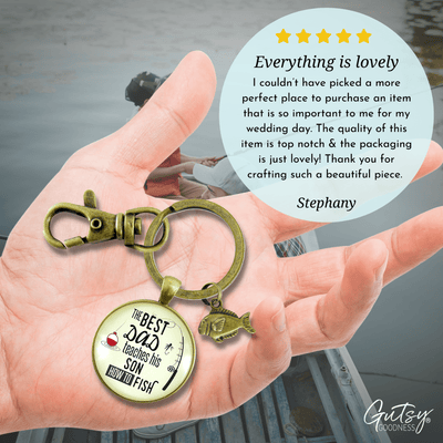 Fishing Dad Keychain The Best Dad Teaches His Son How to Fish Meaningful Father Gift - Gutsy Goodness