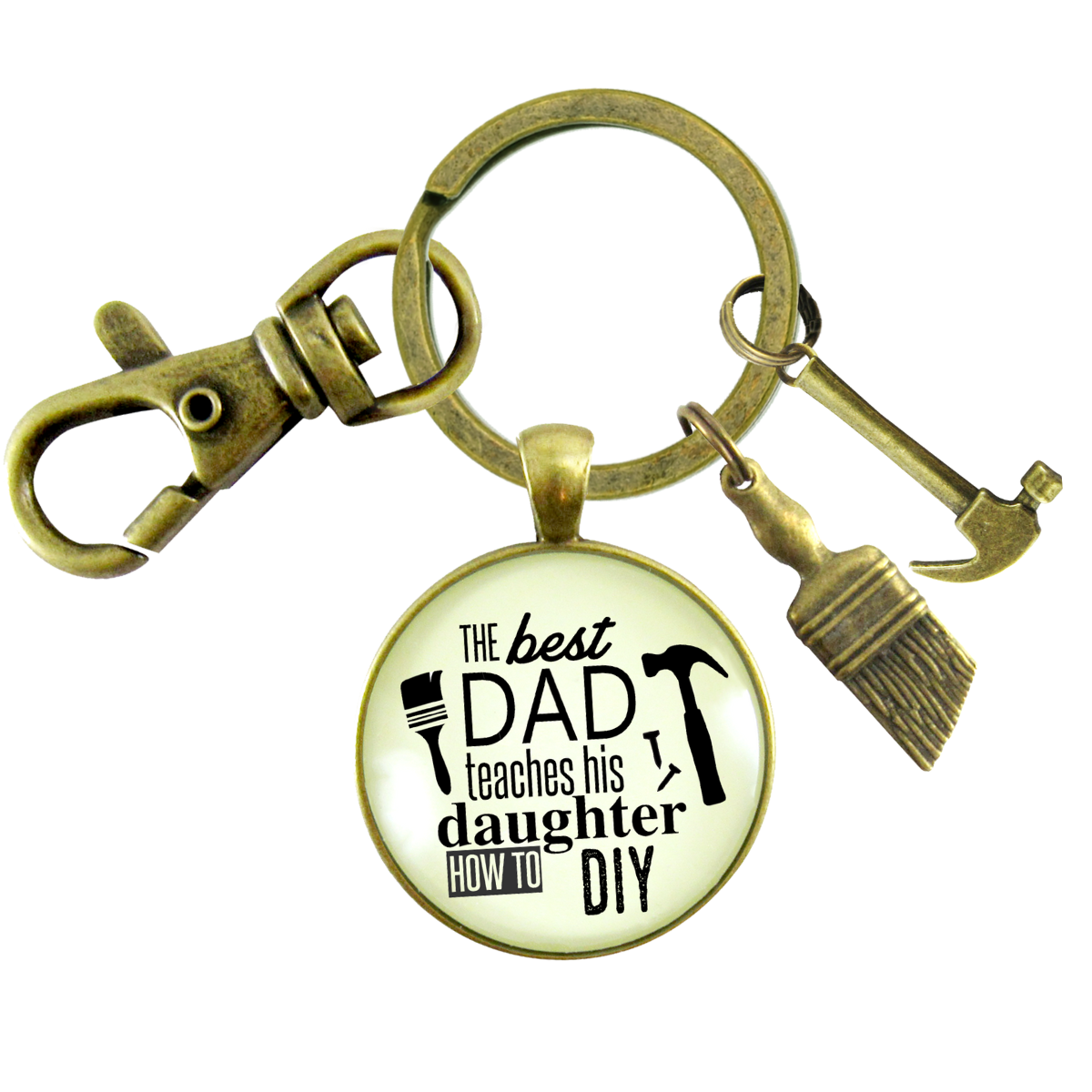 Best Dad Teaches His Daughter How To DIY Keychain Fixer Upper Mens Key Ring Tool Hammer Charm - Gutsy Goodness Handmade Jewelry;Best Dad Teaches His Daughter How To Diy Keychain Fixer Upper Mens Key Ring Tool Hammer Charm - Gutsy Goodness Handmade Jewelry Gifts