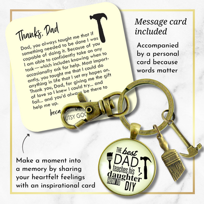 Best Dad Teaches His Daughter How To DIY Keychain Fixer Upper Mens Key Ring Tool Hammer Charm - Gutsy Goodness Handmade Jewelry;Best Dad Teaches His Daughter How To Diy Keychain Fixer Upper Mens Key Ring Tool Hammer Charm - Gutsy Goodness Handmade Jewelry Gifts