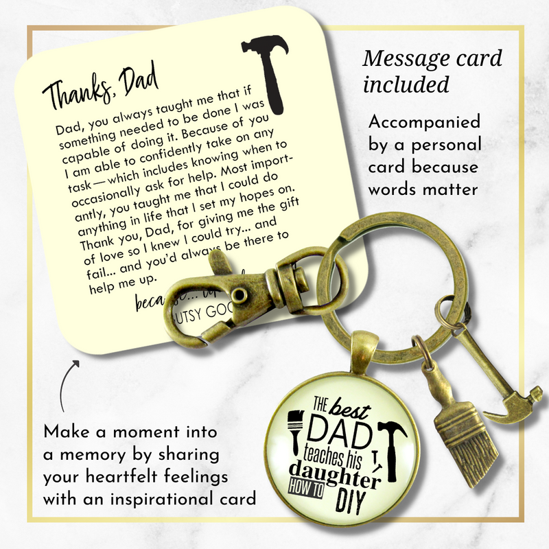 Best Dad Teaches His Daughter How To DIY Keychain Fixer Upper Mens Key Ring Tool Hammer Charm - Gutsy Goodness Handmade Jewelry;Best Dad Teaches His Daughter How To Diy Keychain Fixer Upper Mens Key Ring Tool Hammer Charm - Gutsy Goodness Handmade Jewelry Gifts