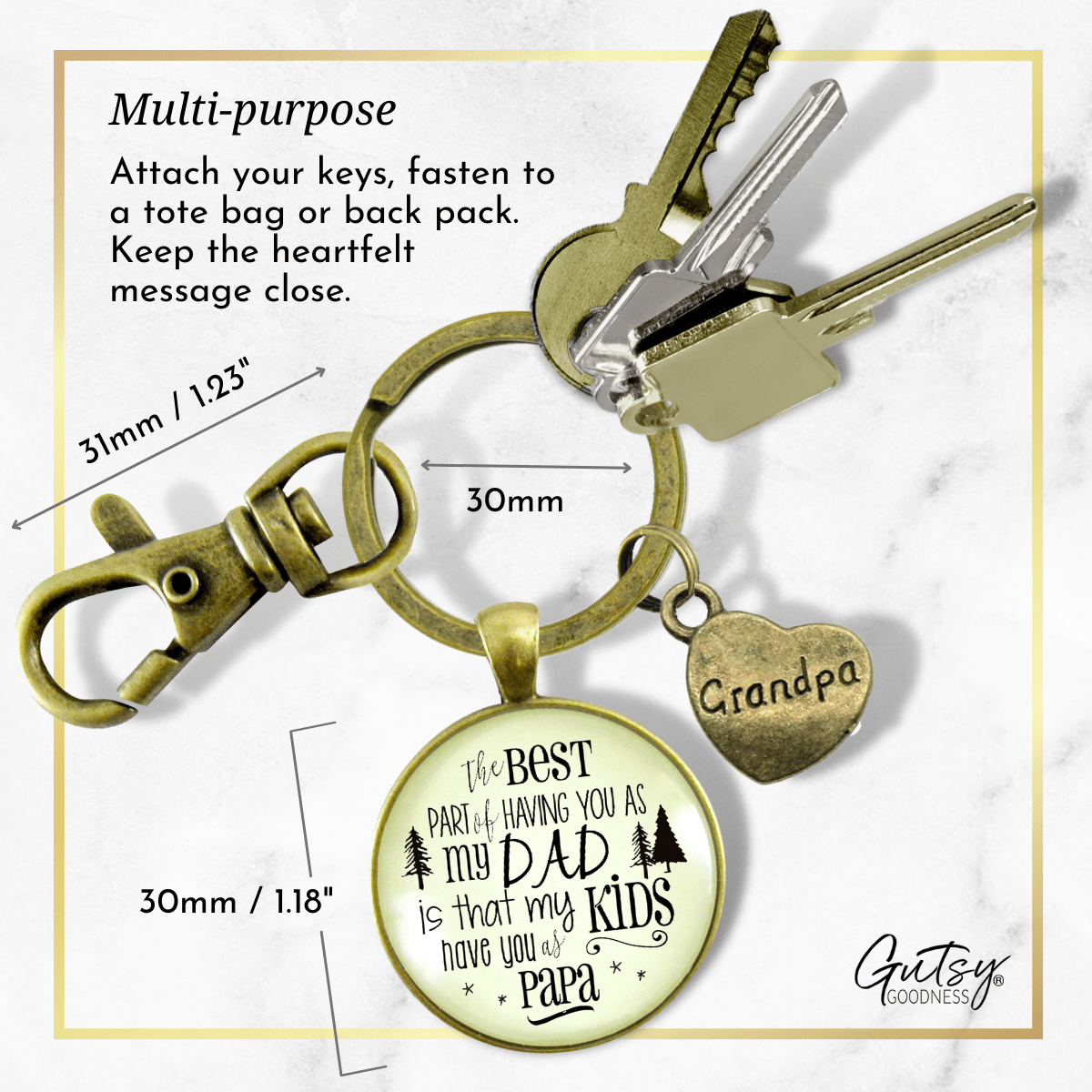 Papa Keychain Dad From Daughter Best Part Kids Have You Grandpa Gift - Gutsy Goodness