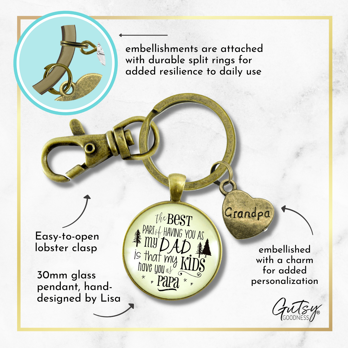 Papa Keychain Dad From Daughter Best Part Kids Have You Grandpa Gift - Gutsy Goodness