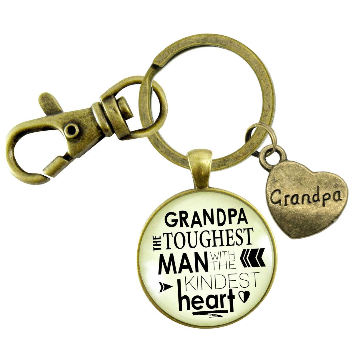 Grandpa Keychain Toughest Man Kindest Heart Vintage Inspired Gift From Grandchild - Gutsy Goodness
