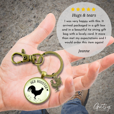 Her Rooster Mens Keychain For Chicken Family Vintage Inspired Jewlery - Gutsy Goodness Handmade Jewelry;Her Rooster Mens Keychain For Chicken Family Vintage Inspired Jewlery