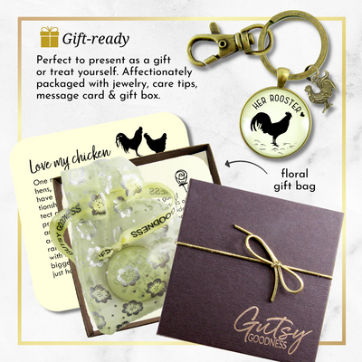 Her Rooster Mens Keychain For Chicken Family Vintage Inspired Jewlery - Gutsy Goodness Handmade Jewelry;Her Rooster Mens Keychain For Chicken Family Vintage Inspired Jewlery