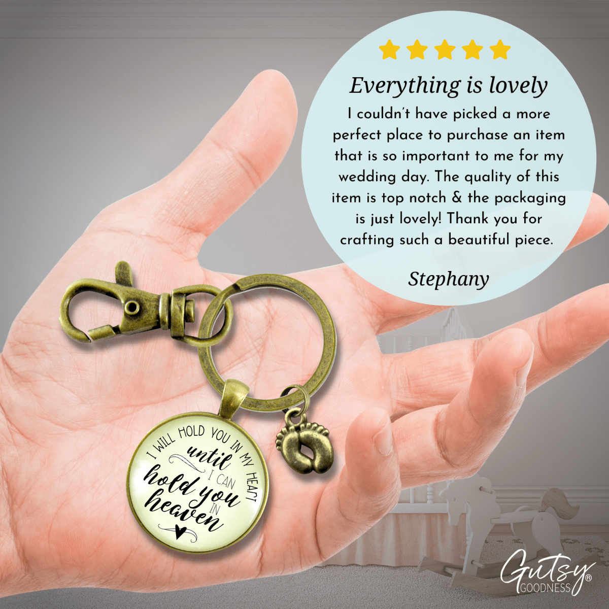 Miscarriage Keychain I Hold You in Heart Baby Remembrance Gift For Dad Father - Gutsy Goodness