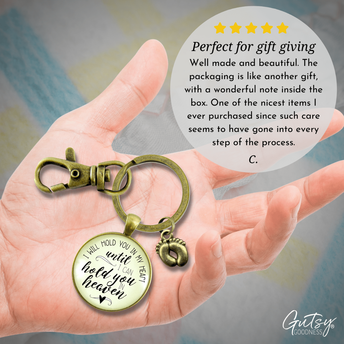 Miscarriage Keychain I Hold You in Heart Baby Remembrance Gift For Dad Father - Gutsy Goodness