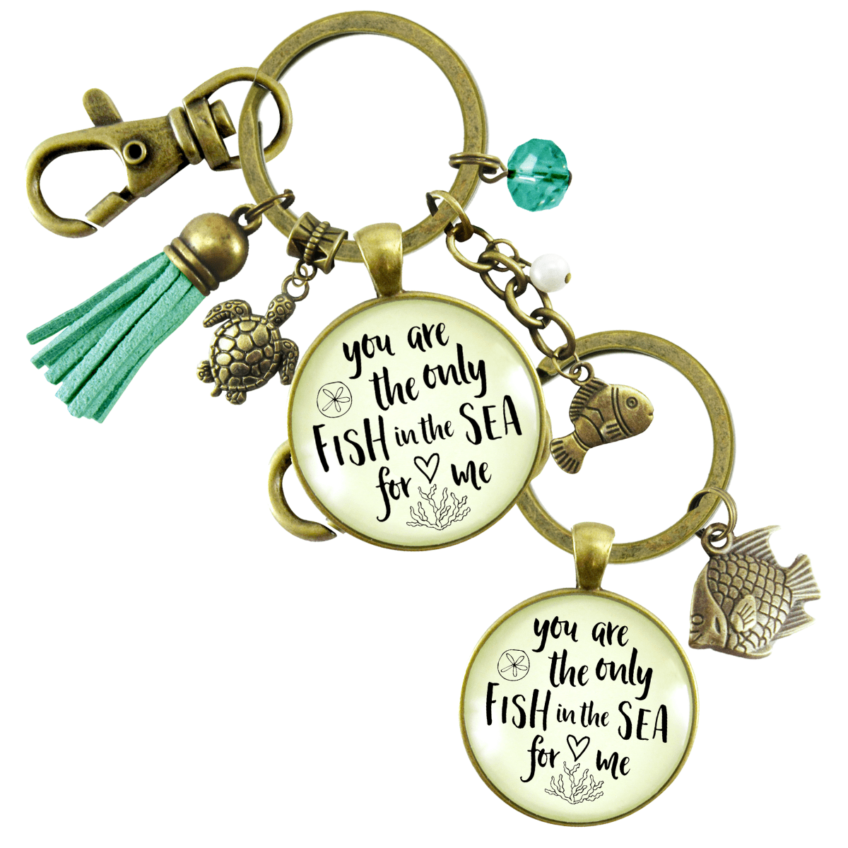 Fishing Keychains Couples Set You Are Only Fish In Sea Romantic Gift Match His Hers - Gutsy Goodness