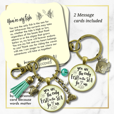 Fishing Keychains Couples Set You Are Only Fish In Sea Romantic Gift Match His Hers - Gutsy Goodness