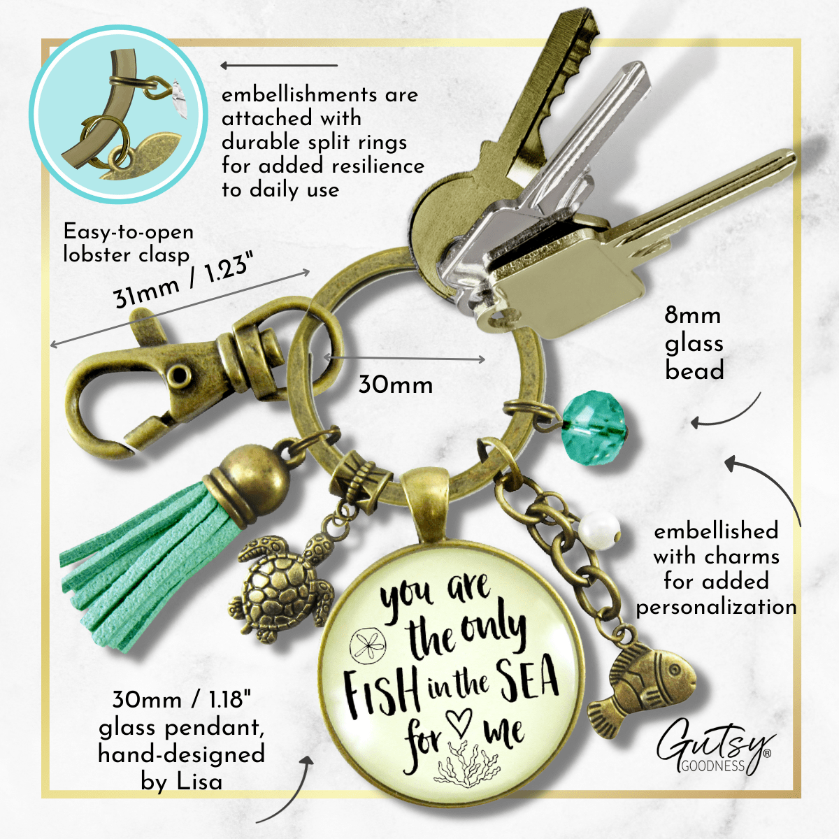 Fishing Keychains Couples Set You Are Only Fish In Sea Romantic Gift Match His Hers - Gutsy Goodness