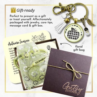 Buffalo Plaid Pumpkin Keychain Black And White Classic Boho Theme Autumn Print Pattern Pendant Fashion Jewelry For Women  Keychain - Women - Gutsy Goodness Handmade Jewelry