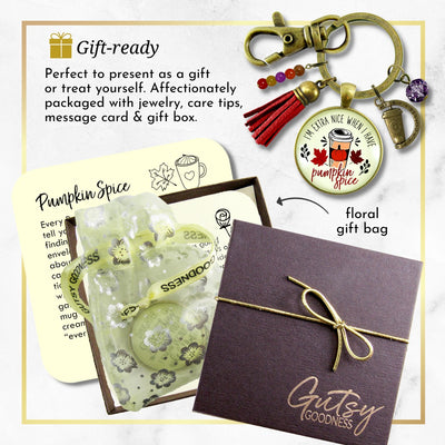 Pumpkin Spice Keychain Extra Nice Latte Coffee Lover Everything Autumn Funny Merch Gift Jewelry For Women  Keychain - Women - Gutsy Goodness Handmade Jewelry