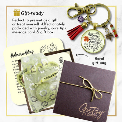 Autumn Shows Us How Beautiful It Is Keychain October Fall Season Theme Quote Jewelry Leaves Charm  Keychain - Women - Gutsy Goodness Handmade Jewelry