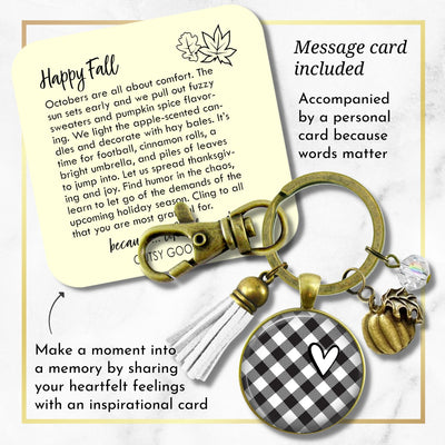 Buffalo Plaid Keychain Black And White Heart Classic Vintage Style Theme Pattern Pendant Boho Theme Fashion Jewelry  Keychain - Women - Gutsy Goodness Handmade Jewelry