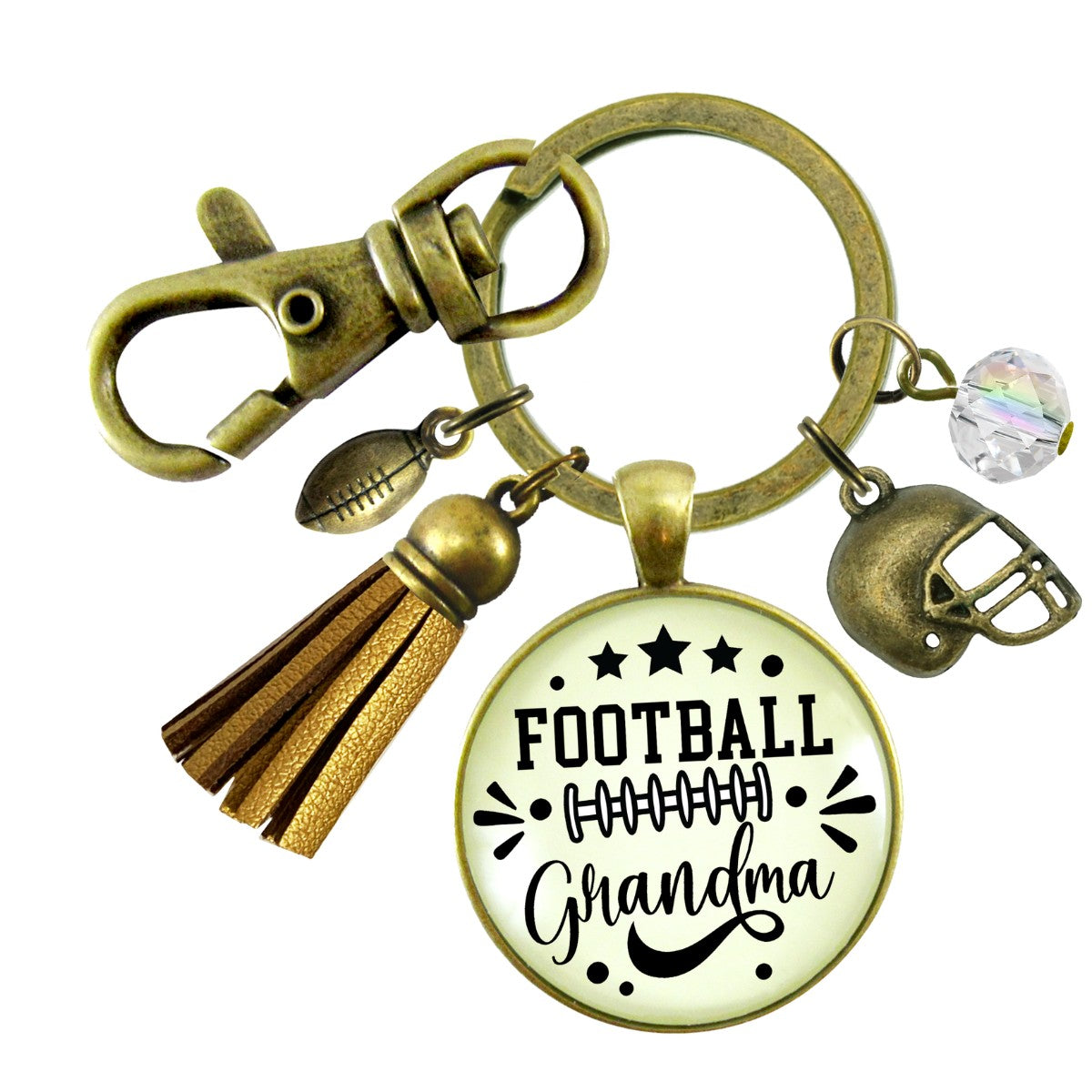 Football Grandma Keychain Favorite Player Proud of Grandson Gift Jewelry Sports Team Handmade Autumn Season Pendant Quote  Keychain - Women - Gutsy Goodness Handmade Jewelry