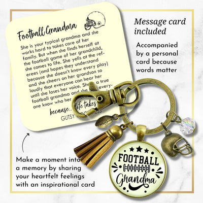 Football Grandma Keychain Favorite Player Proud of Grandson Gift Jewelry Sports Team Handmade Autumn Season Pendant Quote  Keychain - Women - Gutsy Goodness Handmade Jewelry