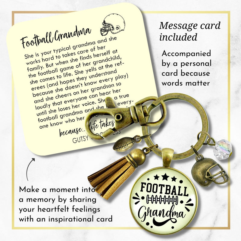 Football Grandma Keychain Favorite Player Proud of Grandson Gift Jewelry Sports Team Handmade Autumn Season Pendant Quote  Keychain - Women - Gutsy Goodness Handmade Jewelry