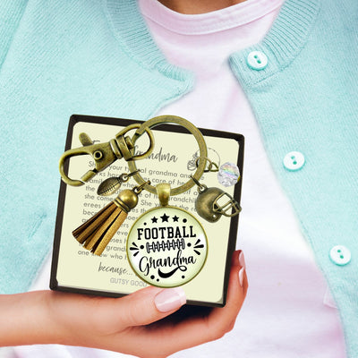 Football Grandma Keychain Favorite Player Proud of Grandson Gift Jewelry Sports Team Handmade Autumn Season Pendant Quote  Keychain - Women - Gutsy Goodness Handmade Jewelry