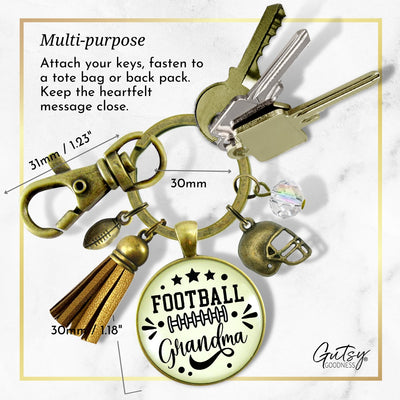 Football Grandma Keychain Favorite Player Proud of Grandson Gift Jewelry Sports Team Handmade Autumn Season Pendant Quote  Keychain - Women - Gutsy Goodness Handmade Jewelry