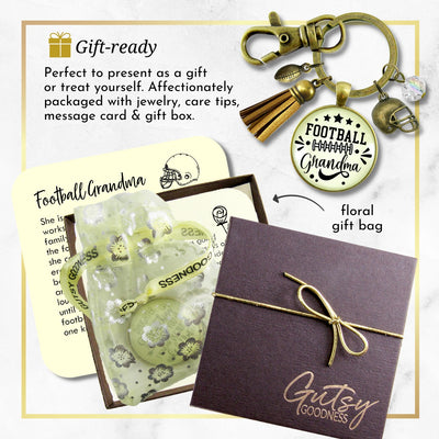 Football Grandma Keychain Favorite Player Proud of Grandson Gift Jewelry Sports Team Handmade Autumn Season Pendant Quote  Keychain - Women - Gutsy Goodness Handmade Jewelry