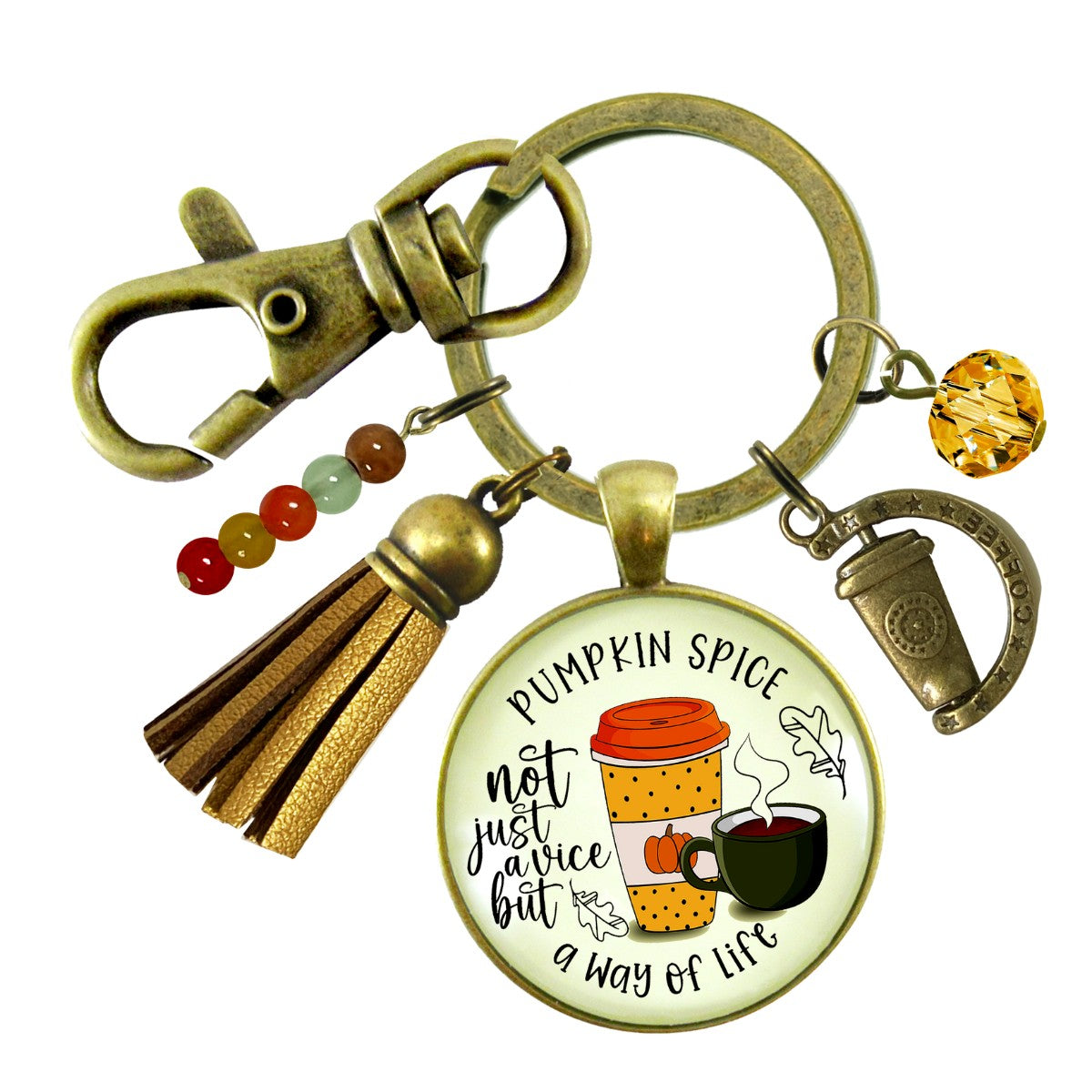 Pumpkin Spice Keychain Funny Quote Not a Vice, Way of Life Autumn PSL Coffee Latte Lover Costume Fashion Fall Jewelry For Women  Keychain - Women - Gutsy Goodness Handmade Jewelry