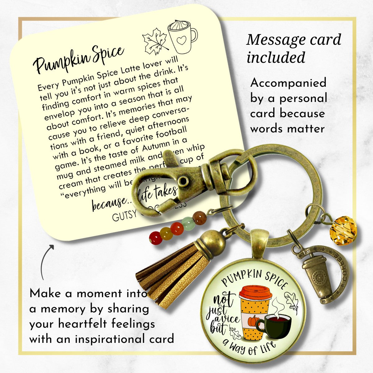 Pumpkin Spice Keychain Funny Quote Not a Vice, Way of Life Autumn PSL Coffee Latte Lover Costume Fashion Fall Jewelry For Women  Keychain - Women - Gutsy Goodness Handmade Jewelry