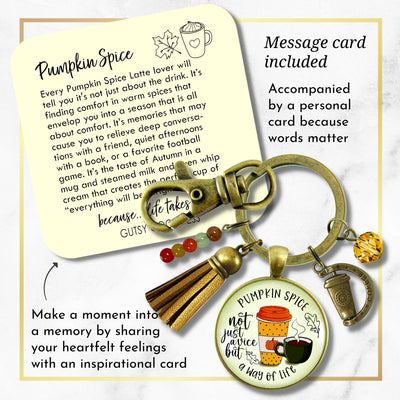 Pumpkin Spice Keychain Funny Quote Not a Vice, Way of Life Autumn PSL Coffee Latte Lover Costume Fashion Fall Jewelry For Women  Keychain - Women - Gutsy Goodness Handmade Jewelry