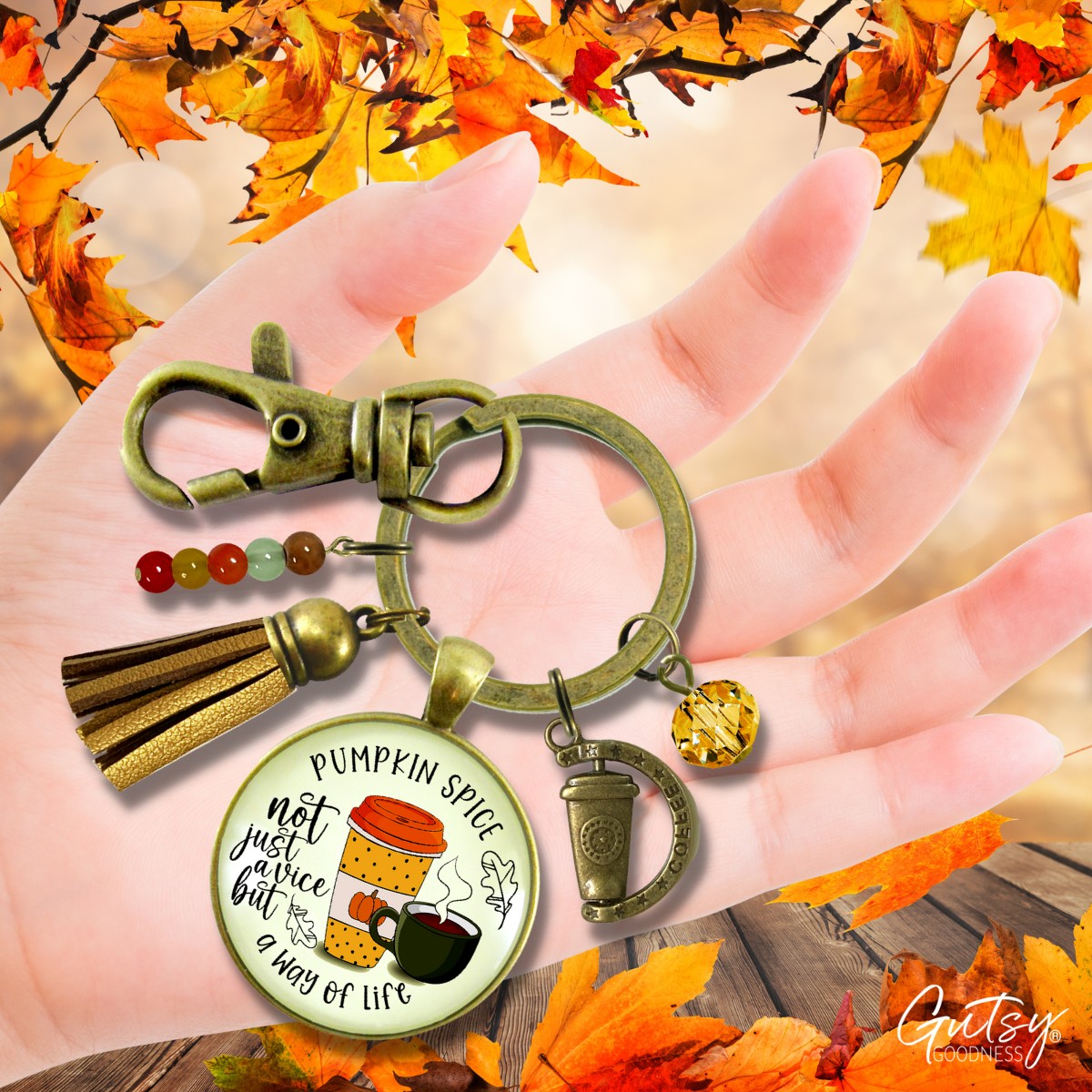 Pumpkin Spice Keychain Funny Quote Not a Vice, Way of Life Autumn PSL Coffee Latte Lover Costume Fashion Fall Jewelry For Women  Keychain - Women - Gutsy Goodness Handmade Jewelry