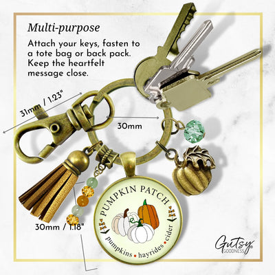 Pumpkin Patch Keychain Hayrides Cider Favorite Fall Season Autumn Theme Jewelry For Women Bronze Charm  Keychain - Women - Gutsy Goodness Handmade Jewelry