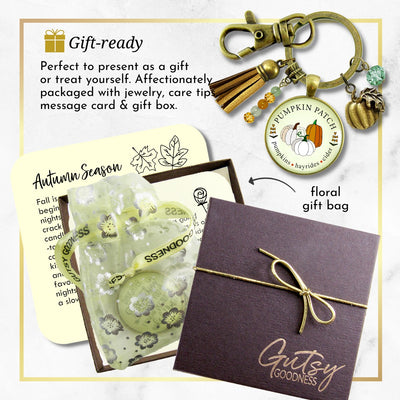 Pumpkin Patch Keychain Hayrides Cider Favorite Fall Season Autumn Theme Jewelry For Women Bronze Charm  Keychain - Women - Gutsy Goodness Handmade Jewelry