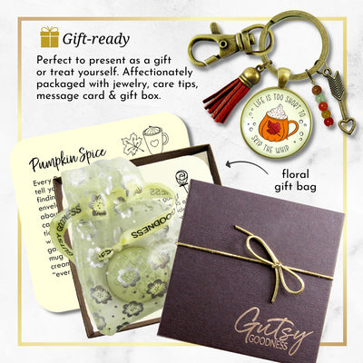 Pumpkin Spice Keychain Life is Too Short to Skip Whip Cream Autumn Quote Dessert Lover Leaf Mug Costume Fashion Jewelry For Women  Keychain - Women - Gutsy Goodness Handmade Jewelry