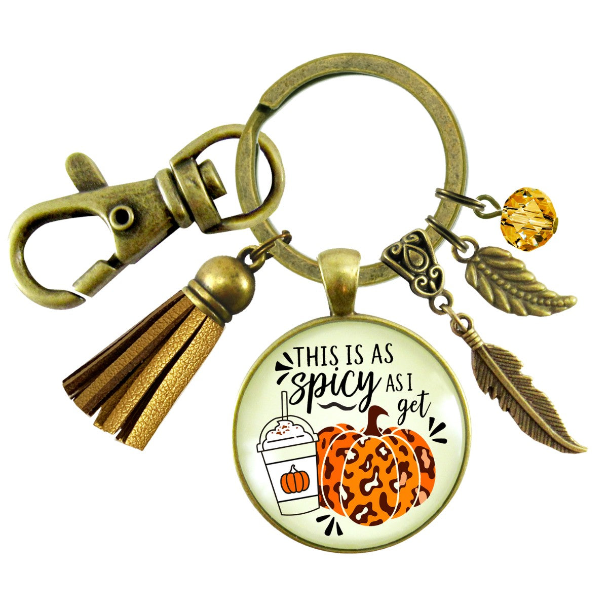 Pumpkin Spice Leopard Print Spicy As I Get Keychain Funny Quote Costume Jewelry Halloween Gifts For Women  Keychain - Women - Gutsy Goodness Handmade Jewelry