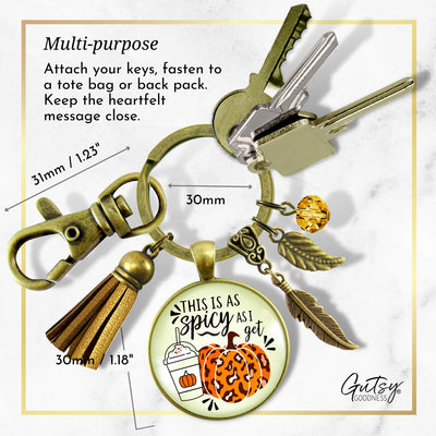 Pumpkin Spice Leopard Print Spicy As I Get Keychain Funny Quote Costume Jewelry Halloween Gifts For Women  Keychain - Women - Gutsy Goodness Handmade Jewelry
