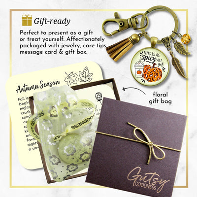 Pumpkin Spice Leopard Print Spicy As I Get Keychain Funny Quote Costume Jewelry Halloween Gifts For Women  Keychain - Women - Gutsy Goodness Handmade Jewelry