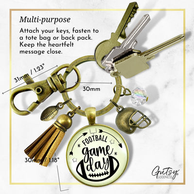 Game Day Football Keychain For Women Helmet Charm Sports Fan Gift Jewelry Glass Pendant  Keychain - Women - Gutsy Goodness Handmade Jewelry