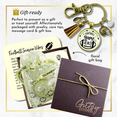 Game Day Football Keychain For Women Helmet Charm Sports Fan Gift Jewelry Glass Pendant  Keychain - Women - Gutsy Goodness Handmade Jewelry