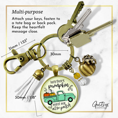 Hey There Pumpkin Keychain Meet Me At The Patch Autumn Theme Jewelry October Truck Pendant For Women  Keychain - Women - Gutsy Goodness Handmade Jewelry
