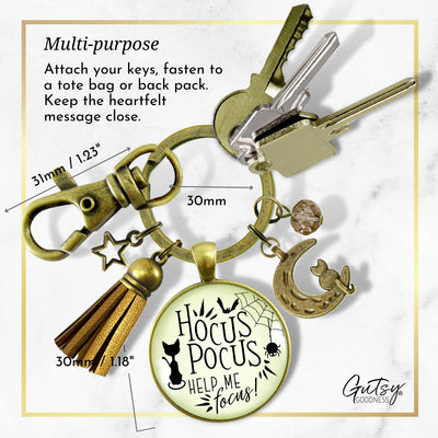 Hocus Pocus Keychain Help Me Focus Funny Halloween Spider Black Cat Jewelry for Women Costume Fashion Book Charm  Keychain - Women - Gutsy Goodness Handmade Jewelry