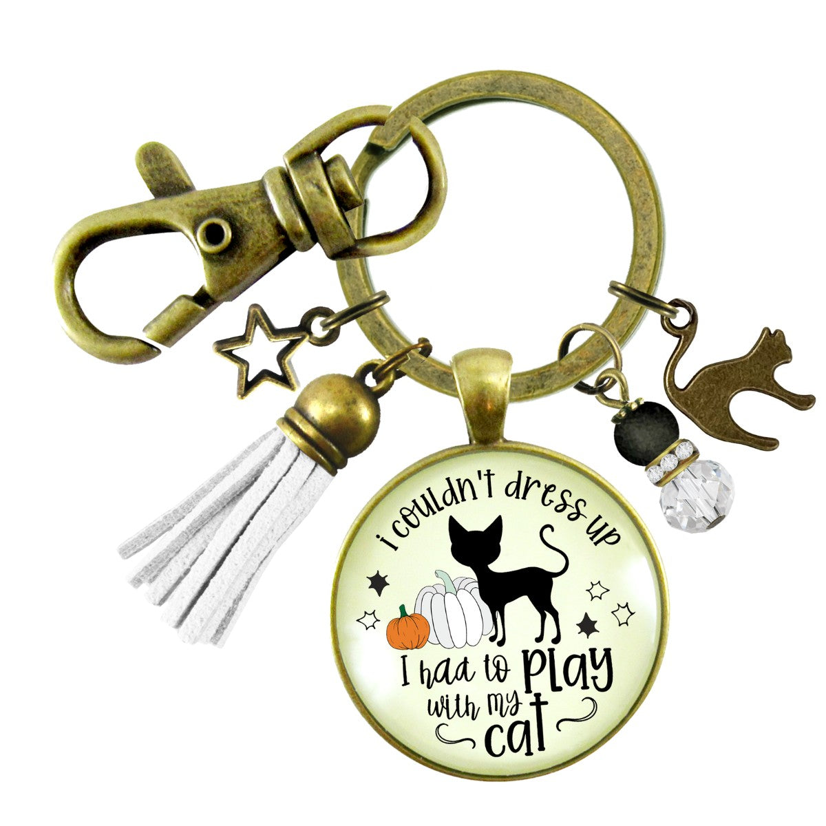 Halloween Black Cat Keychain For Women I Couldn't Dress Up Costume Play With Cat Funny Pumpkin Jewelry Pendant Autumn Fashion Accessory  Keychain - Women - Gutsy Goodness Handmade Jewelry