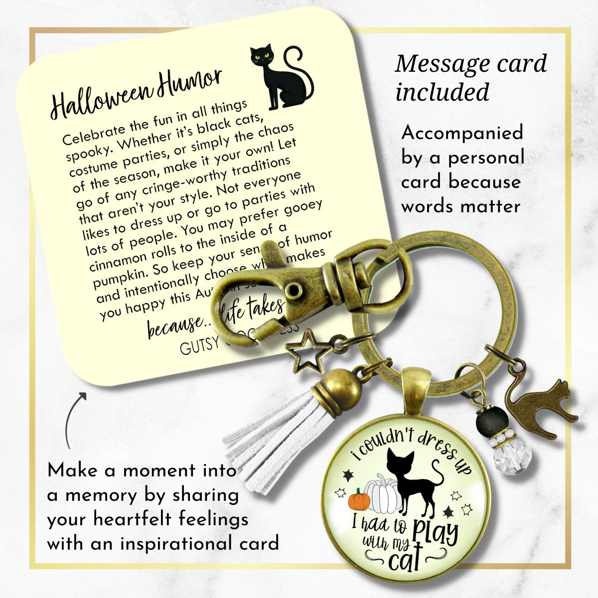 Halloween Black Cat Keychain For Women I Couldn't Dress Up Costume Play With Cat Funny Pumpkin Jewelry Pendant Autumn Fashion Accessory  Keychain - Women - Gutsy Goodness Handmade Jewelry