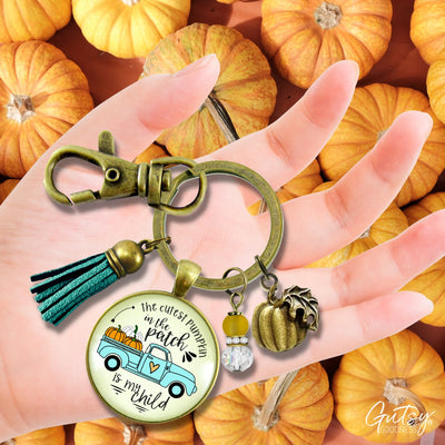 Mom Pumpkin In The Patch Keychain Cutest Is My Child Autumn Truck Halloween Handmade Jewelry Pendant  Keychain - Women - Gutsy Goodness Handmade Jewelry