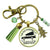 Family Christmas Keychain Fun Old Fashioned Holiday Tree Charm Handmade Car Tree Farm Pendant Green Tassel Key Chain