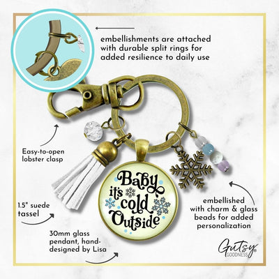 Family Christmas Keychain Fun Old Fashioned Holiday Tree Charm Handmade Car Tree Farm Pendant Green Tassel Key Chain